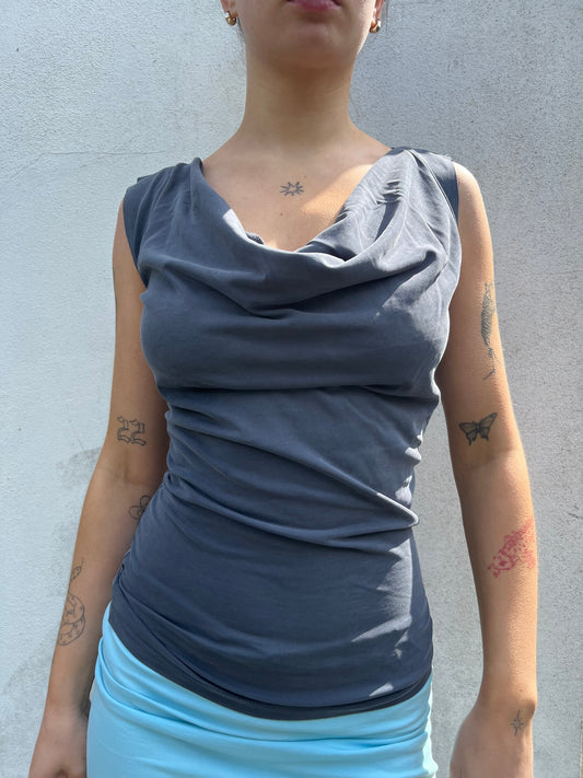 grey blue slouchy top