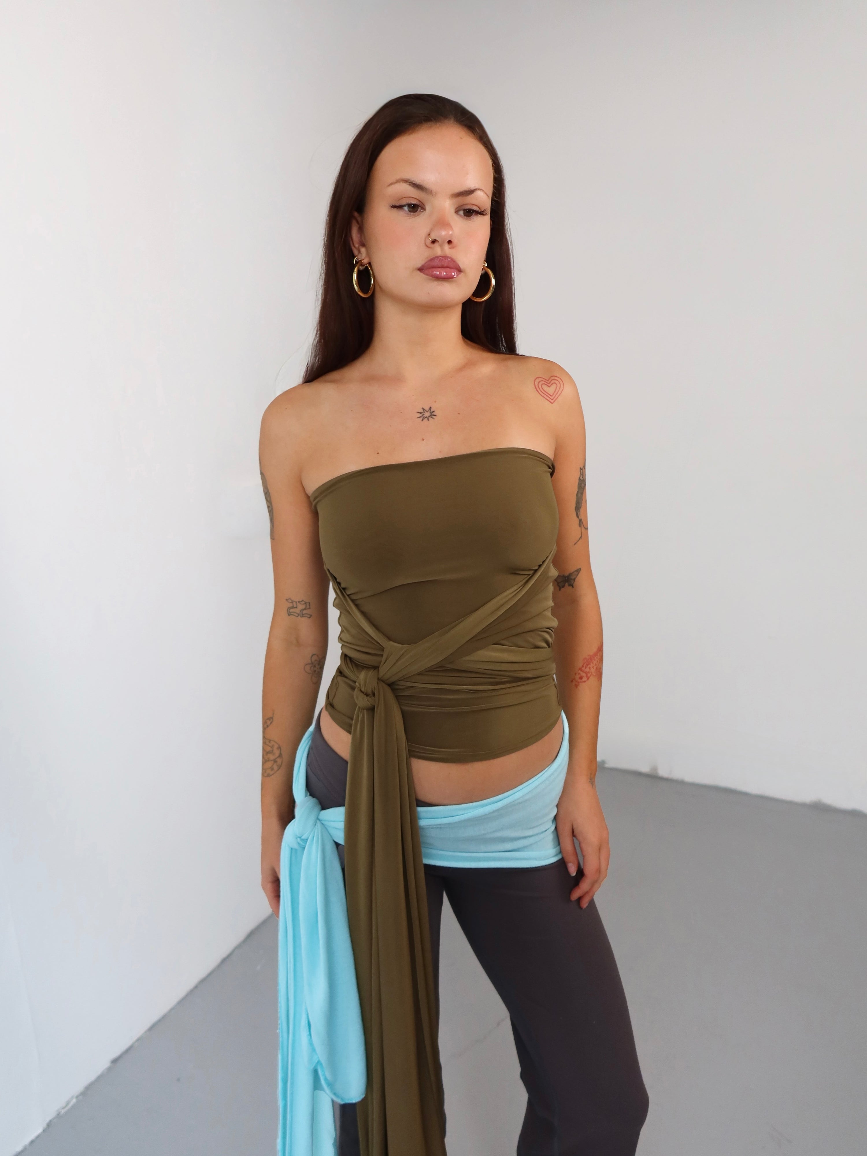 olive wrap top