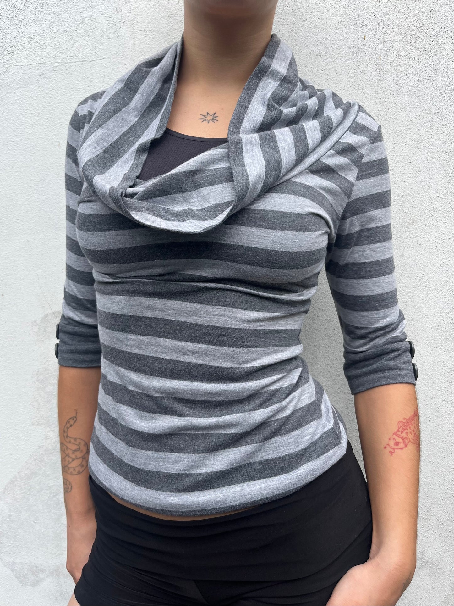grey stripy top