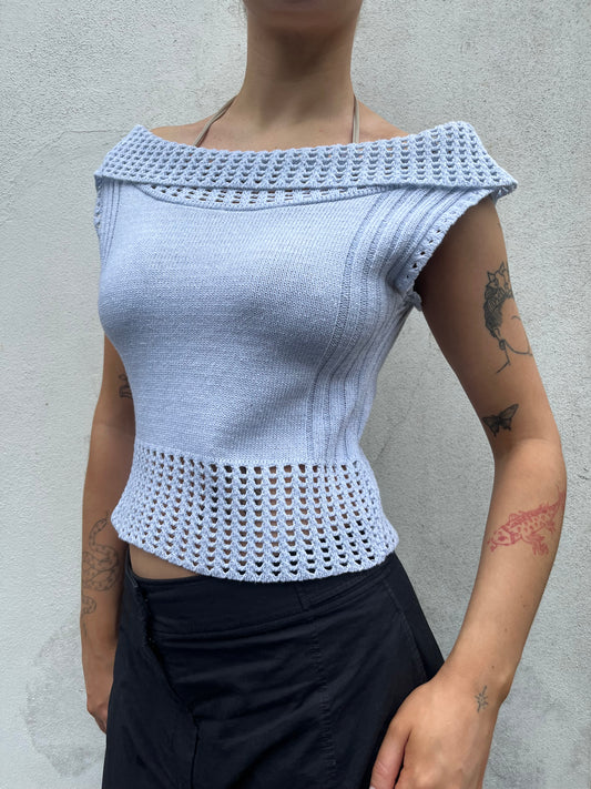 ice blue knit top