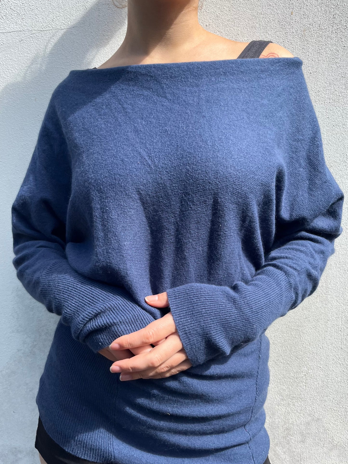 blue batwing knit