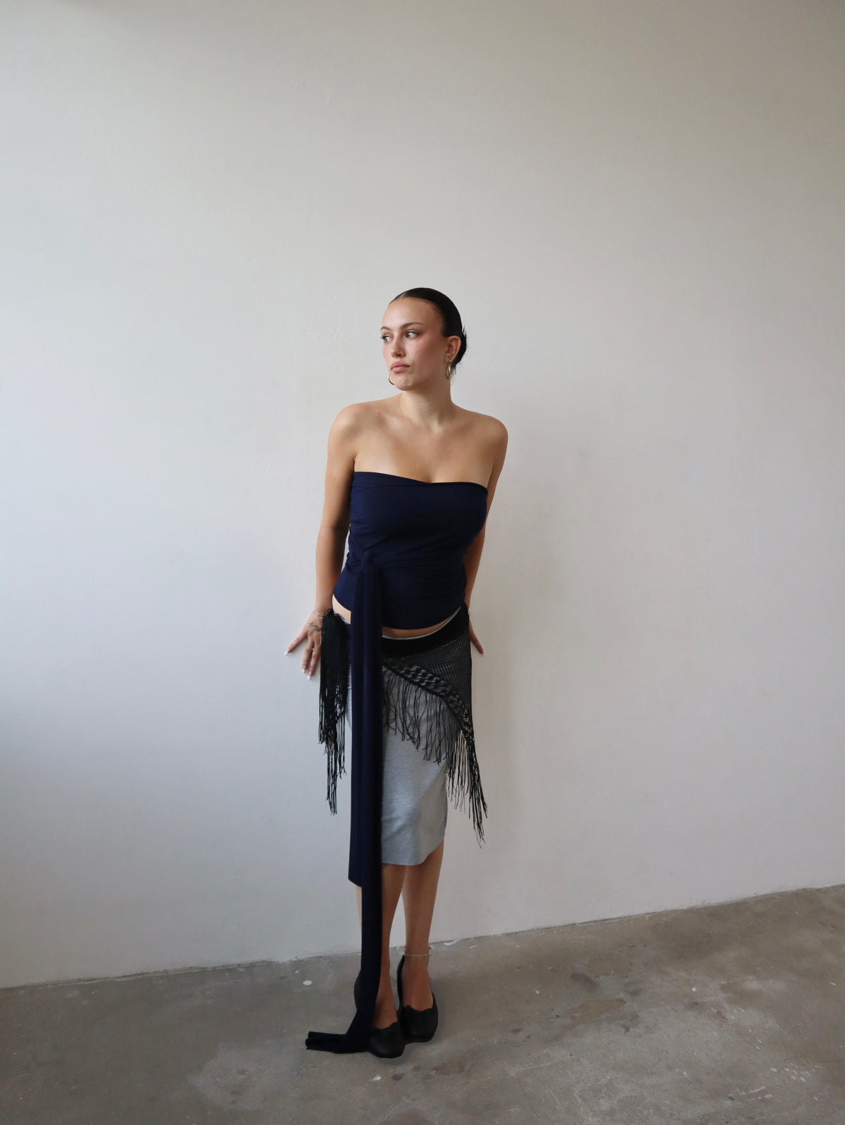 wrap top in navy