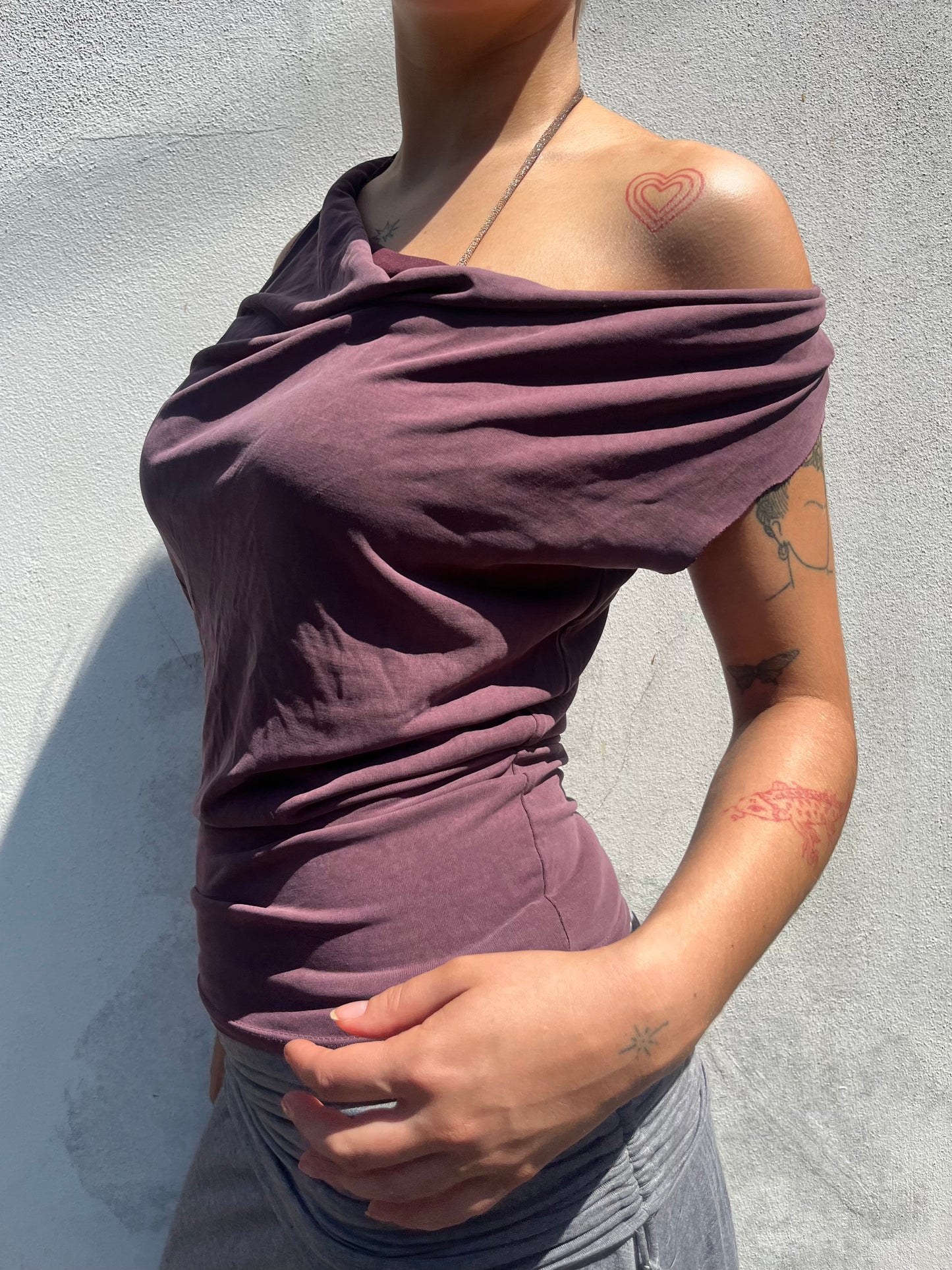 aubergine slouchy top