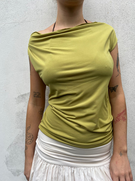 green slouchy top