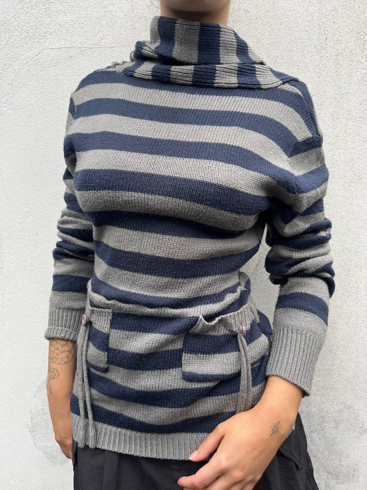 khaki and navy stripy top