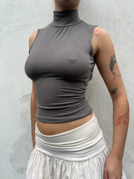 grey open back top