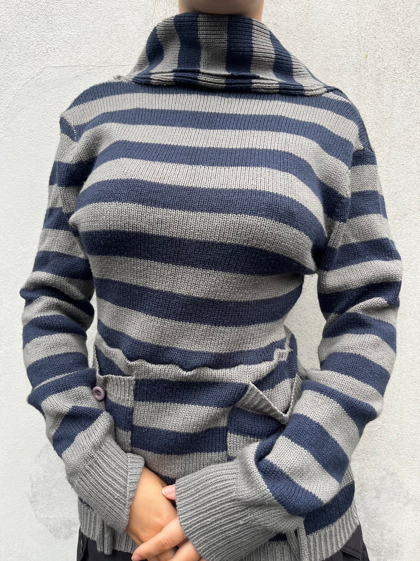 khaki and navy stripy top