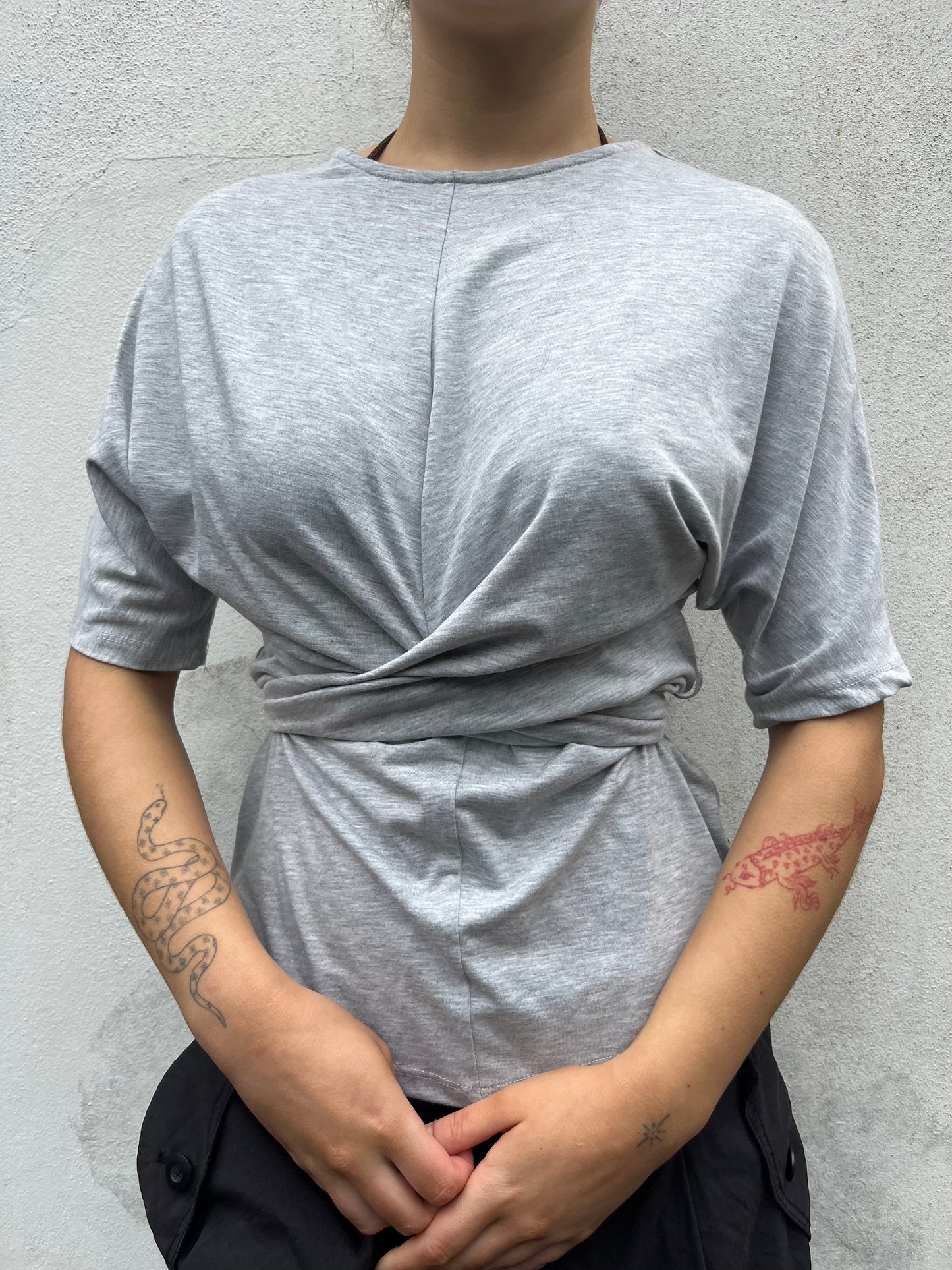 grey wrap t shirt