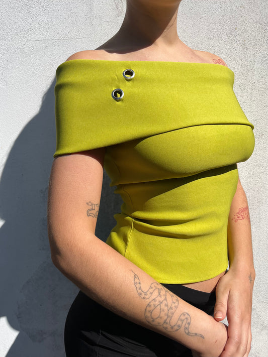 lime bardot top