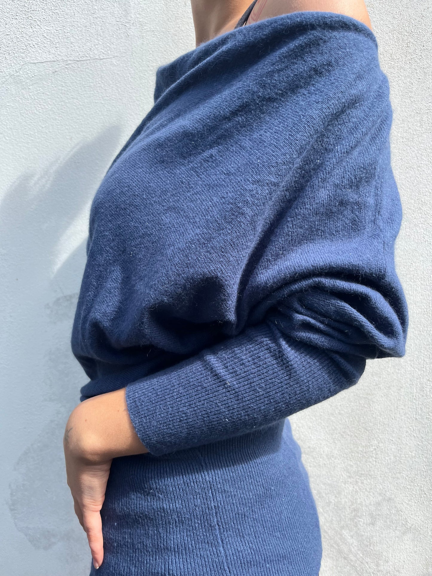 blue batwing knit