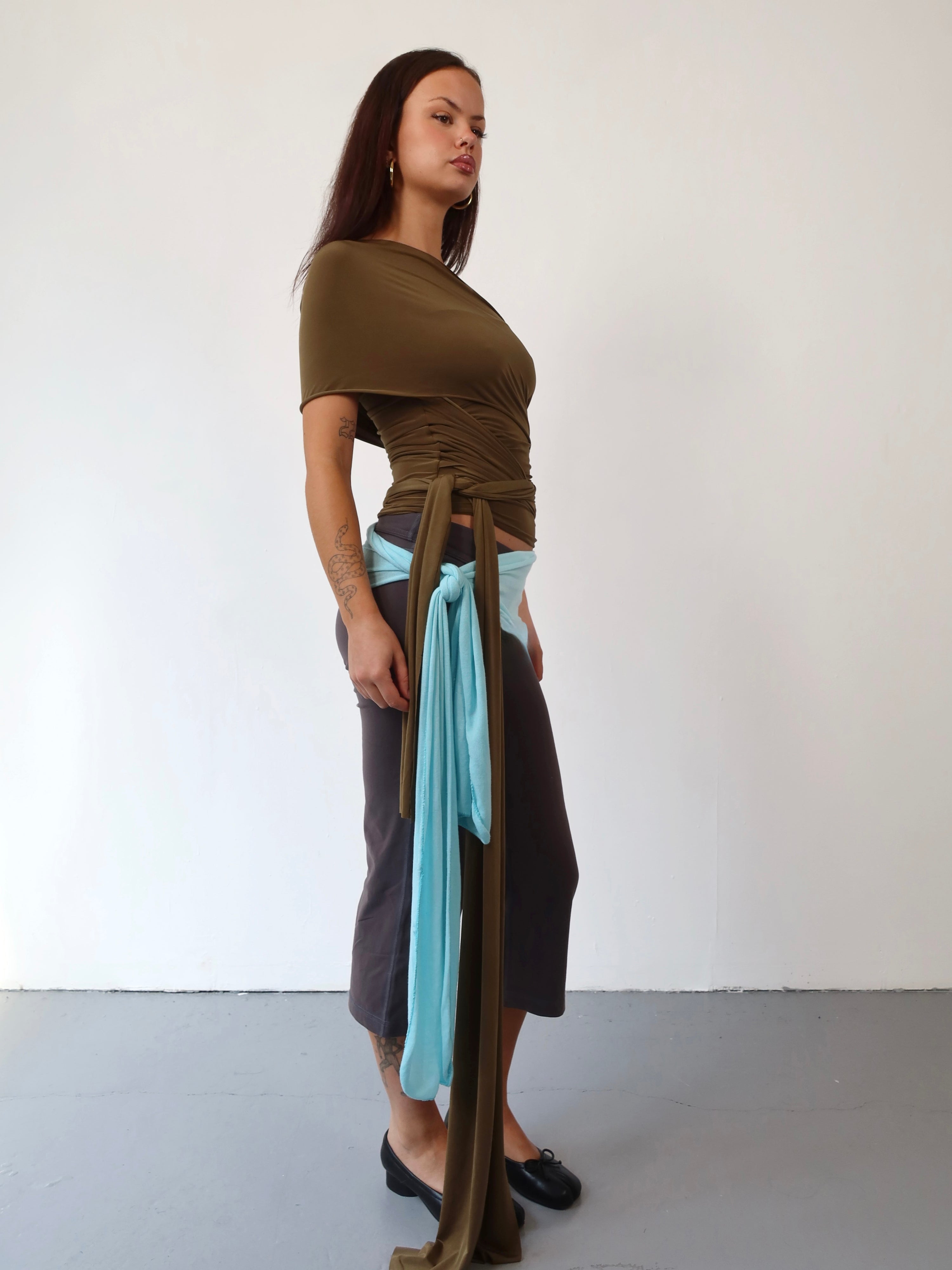 olive wrap top