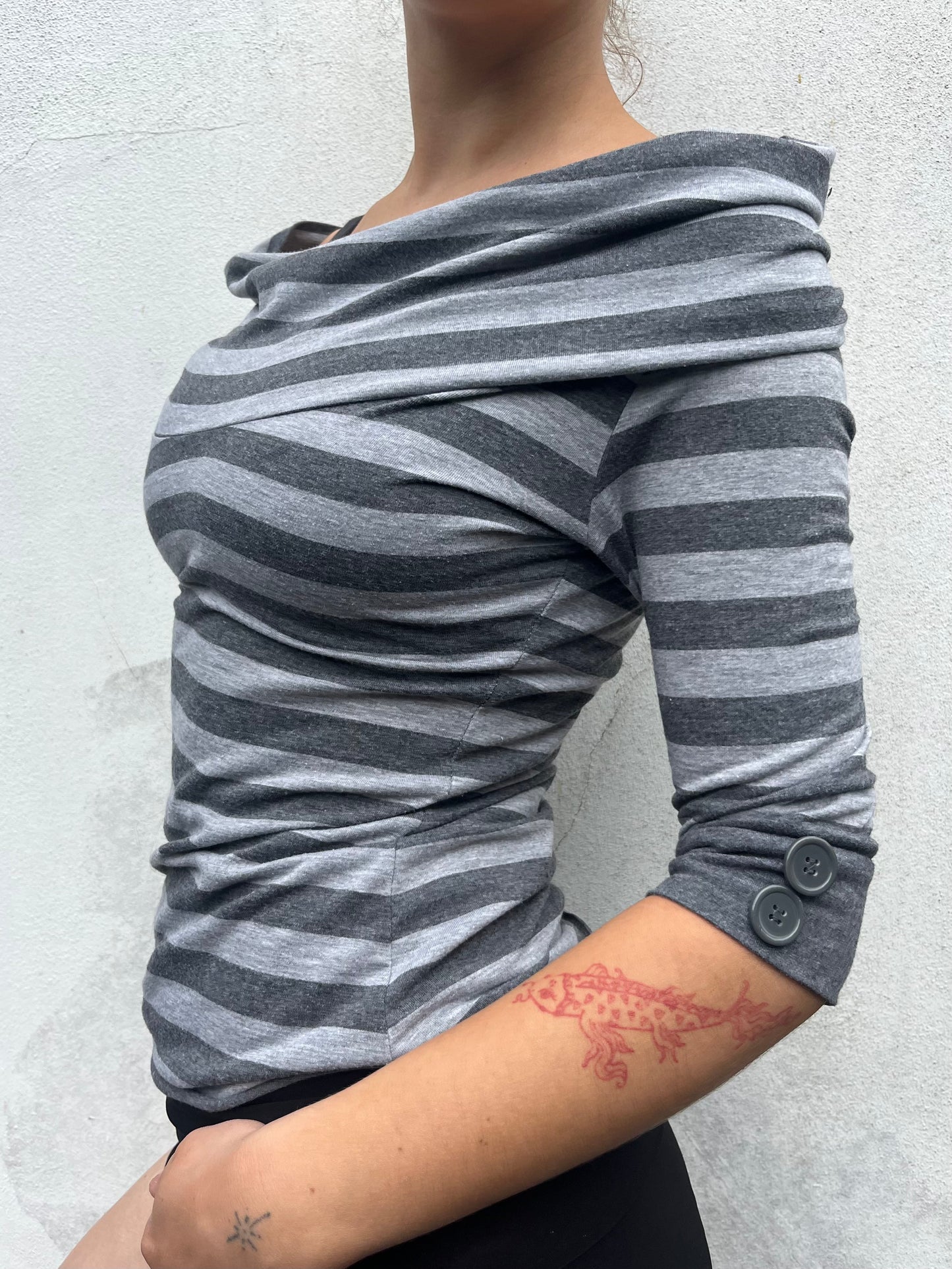 grey stripy top