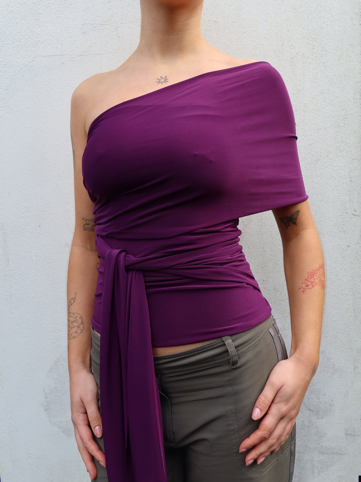 wrap top in aubergine