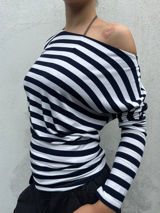 stripy batwing top