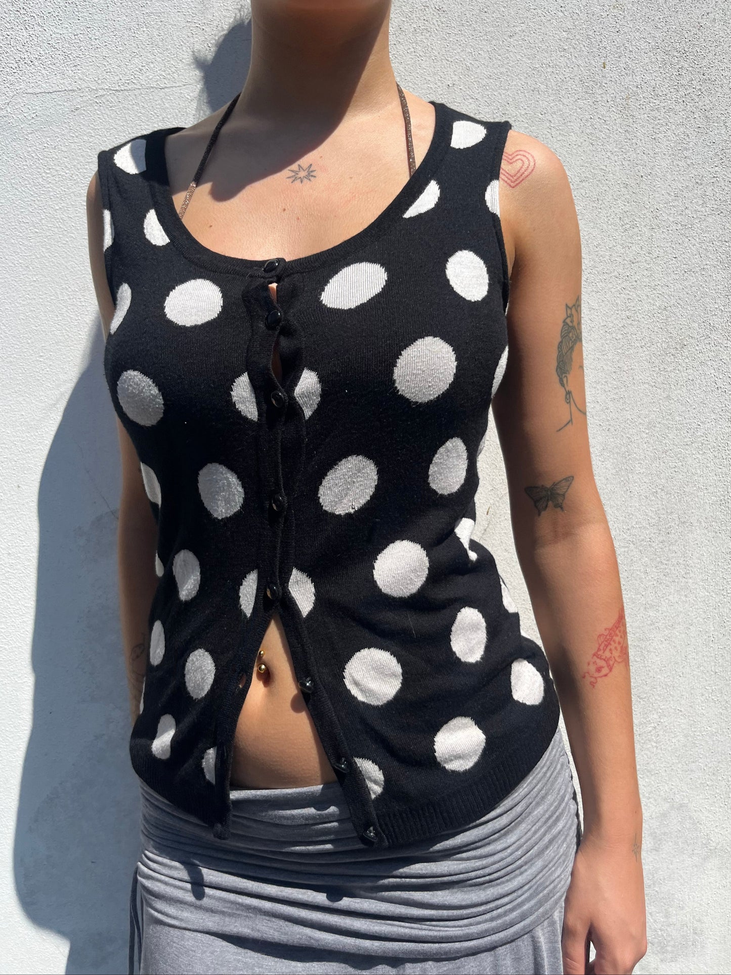 polka dot button top