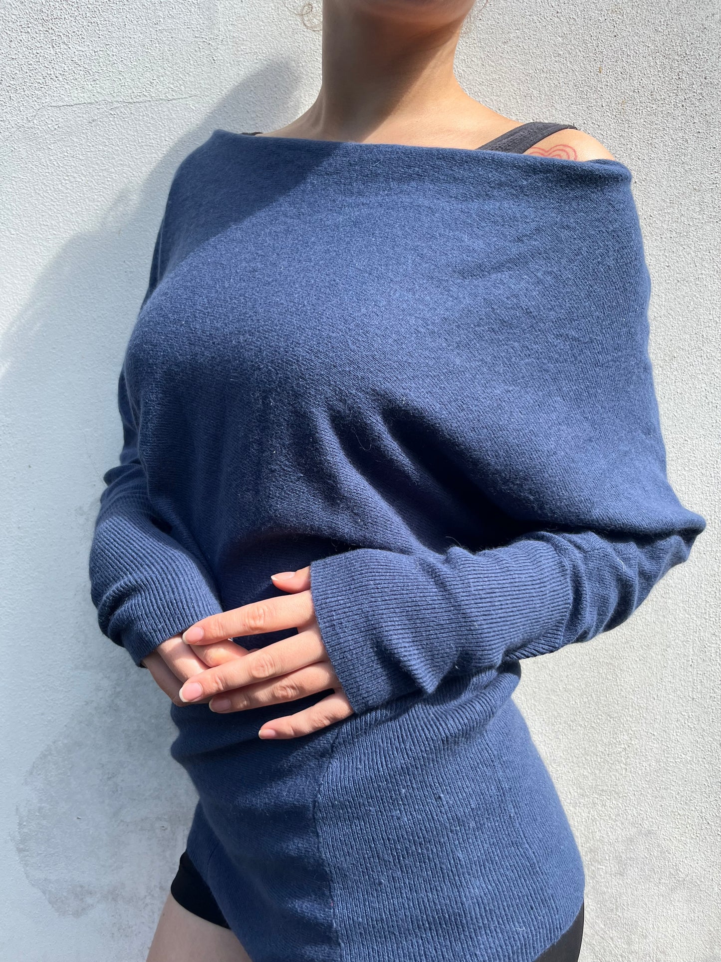 blue batwing knit
