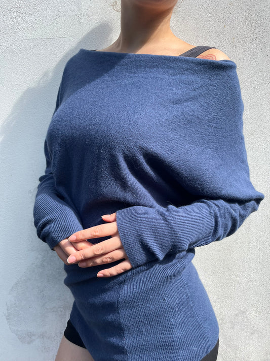 blue batwing knit