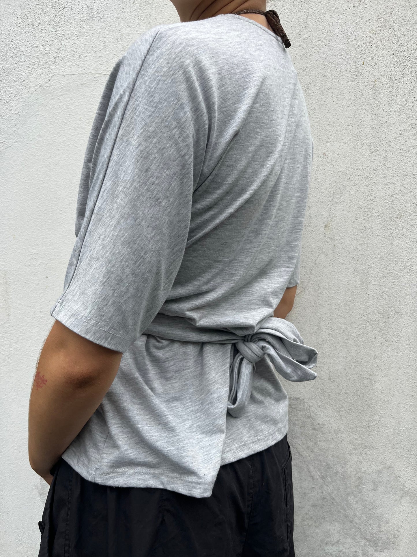 grey wrap t shirt