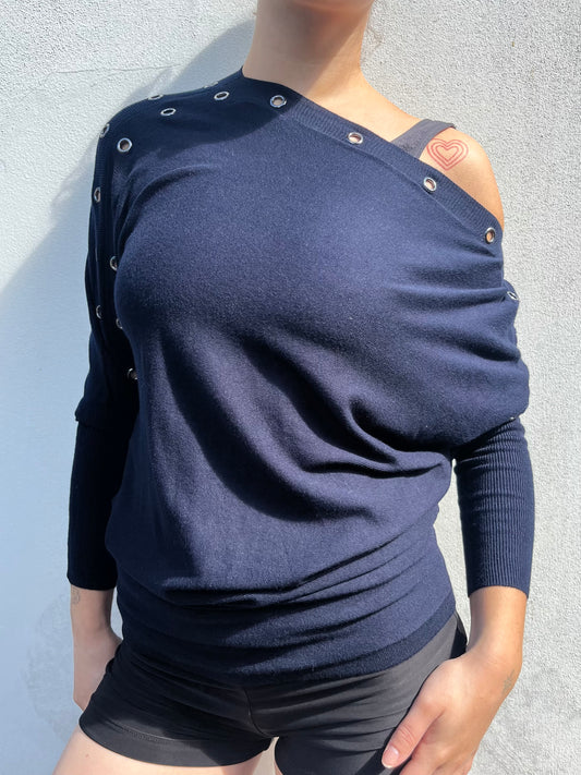 navy batwing knit