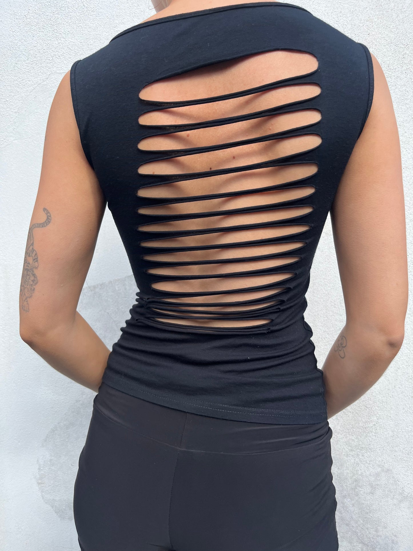 black slash back top