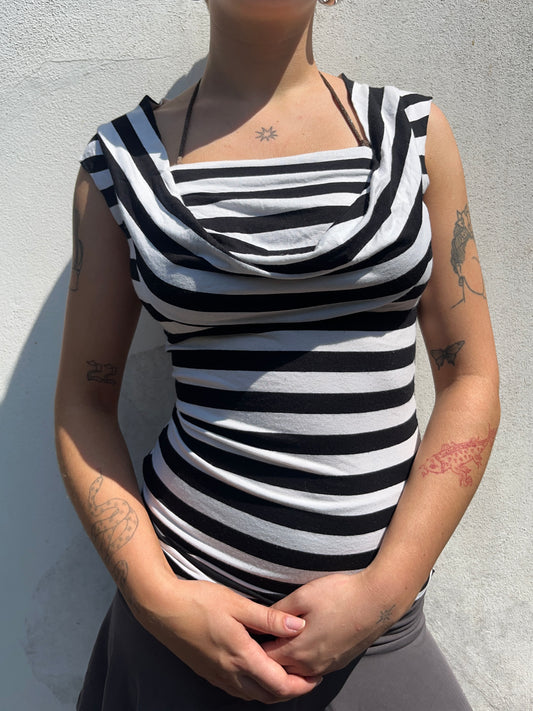 black and white stripy top