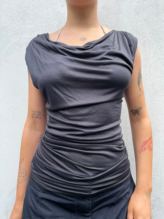 grey brown slouchy top