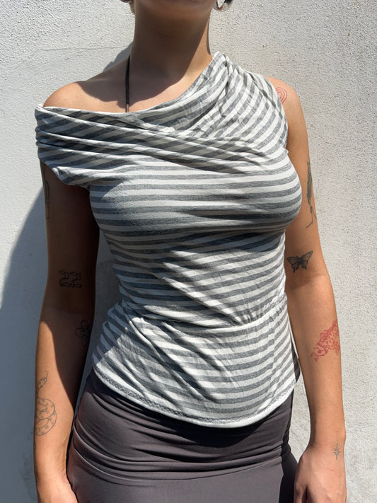 grey stripy top