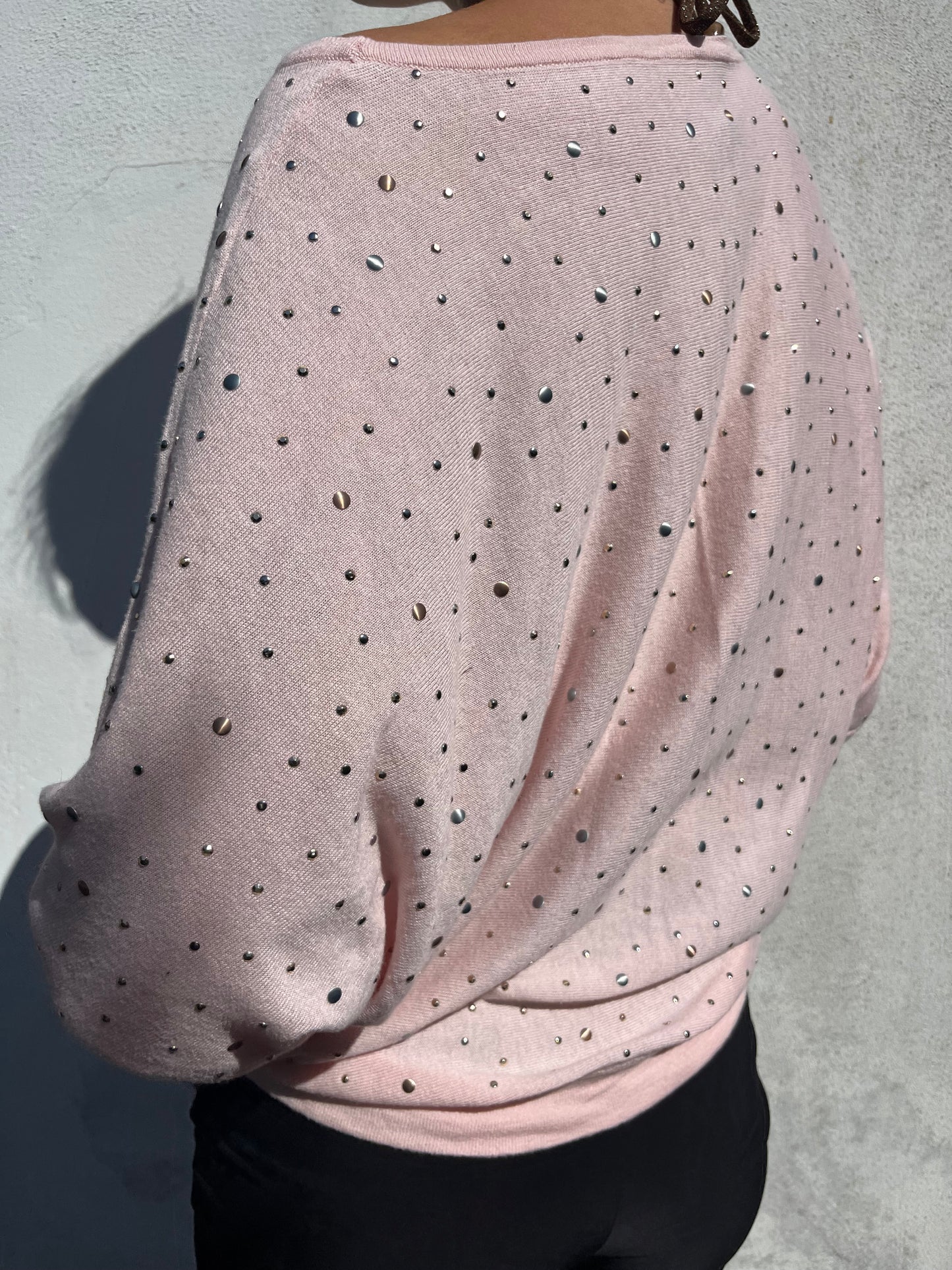pink stud knit top