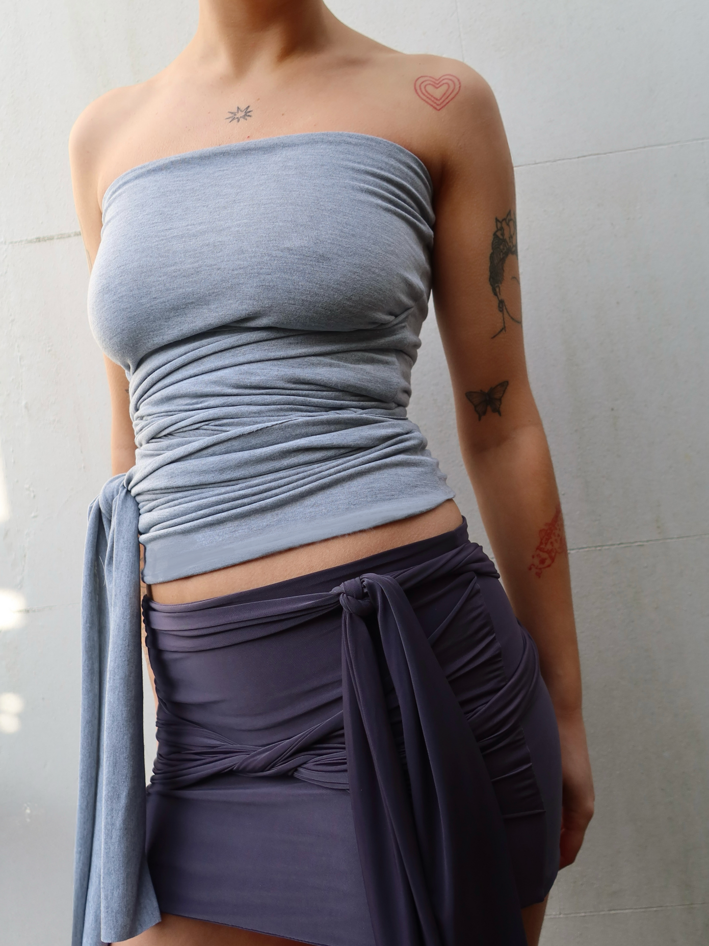 mini wrap skirt in slate