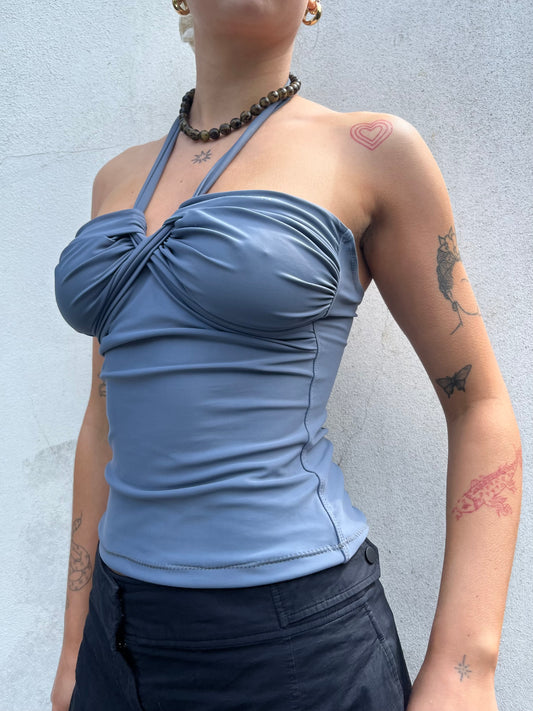 grey blue slinky halter