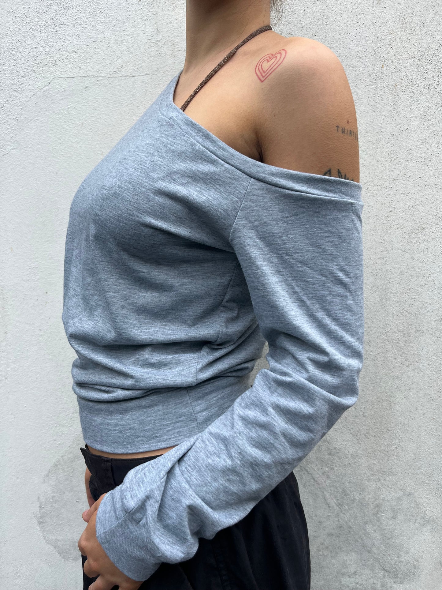 grey asymmetric jumper top