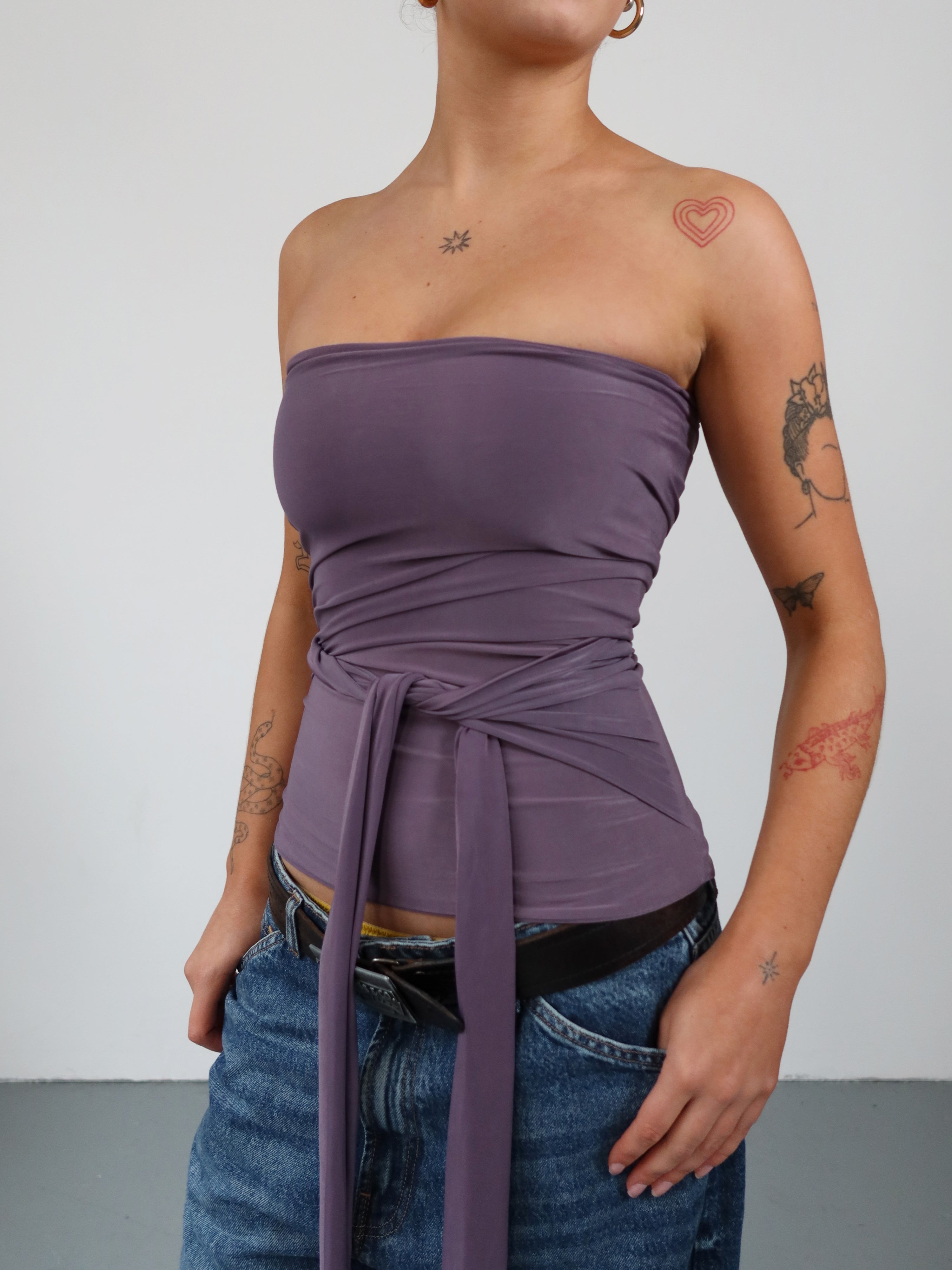 wrap top in purple mauve
