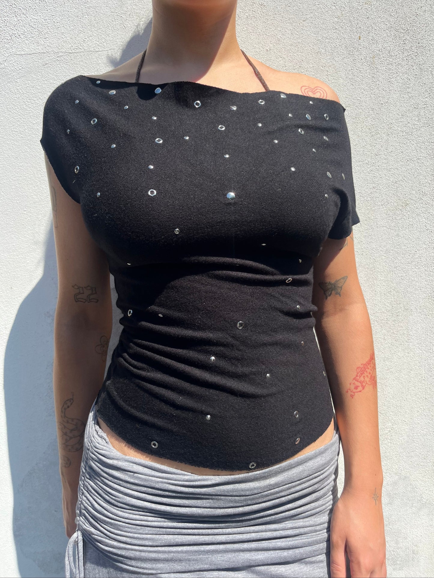 black eyelet top
