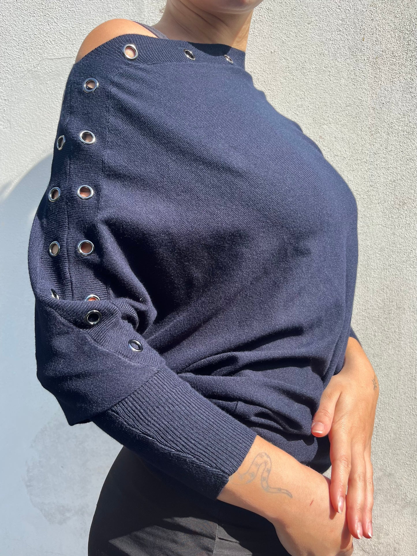 navy batwing knit