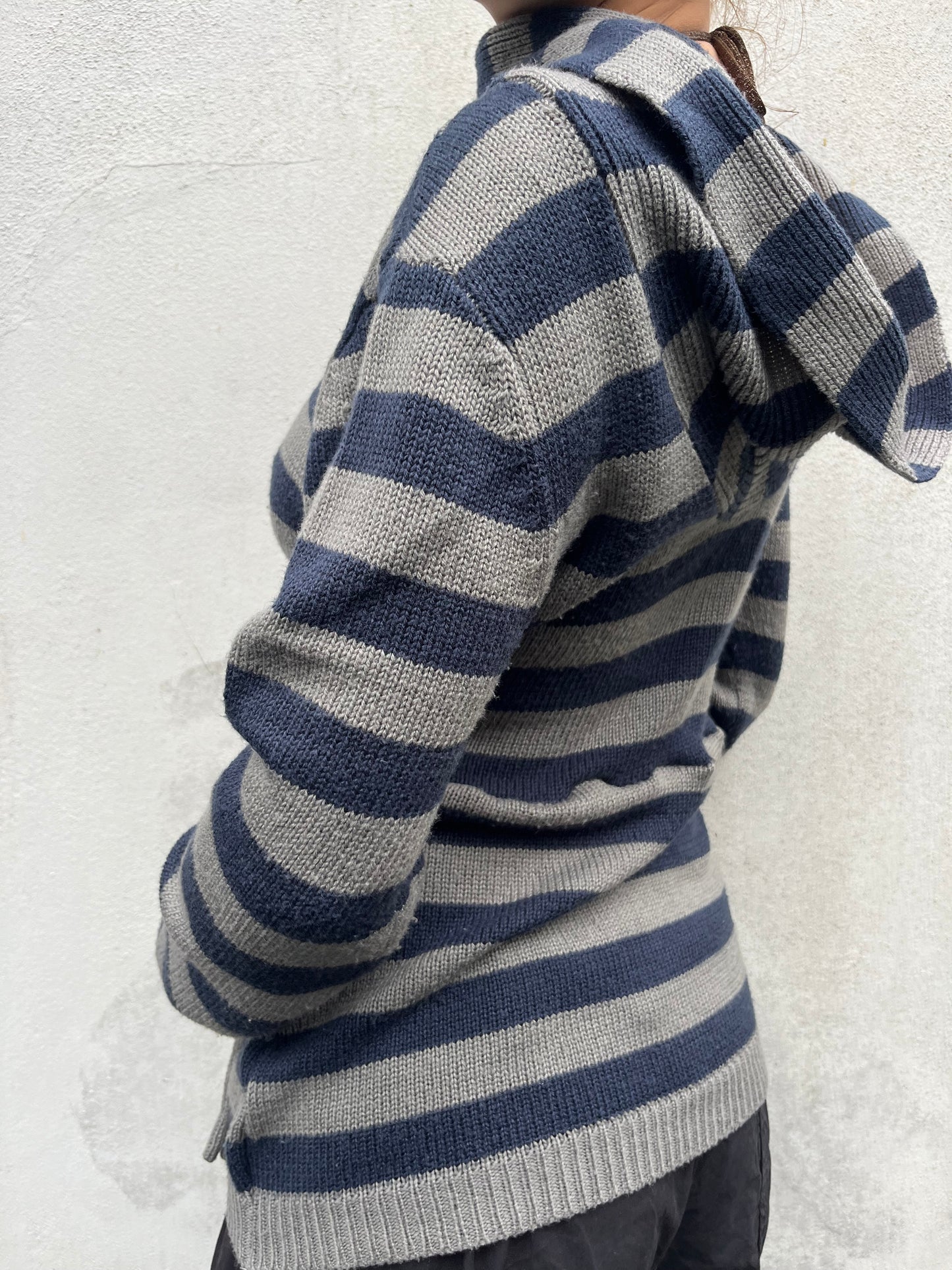 khaki and navy stripy top