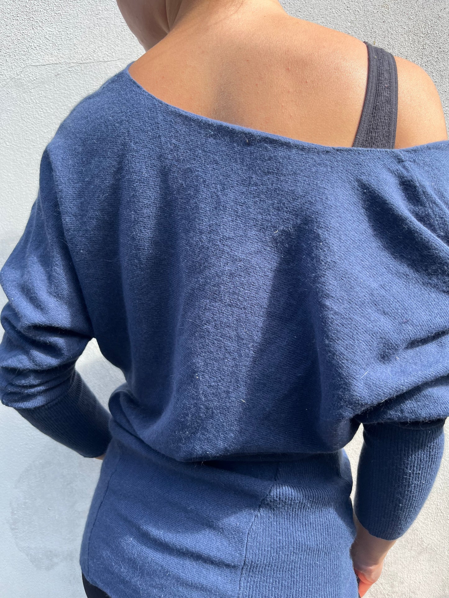 blue batwing knit