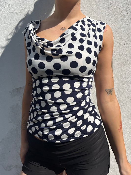 two tone polka dot top