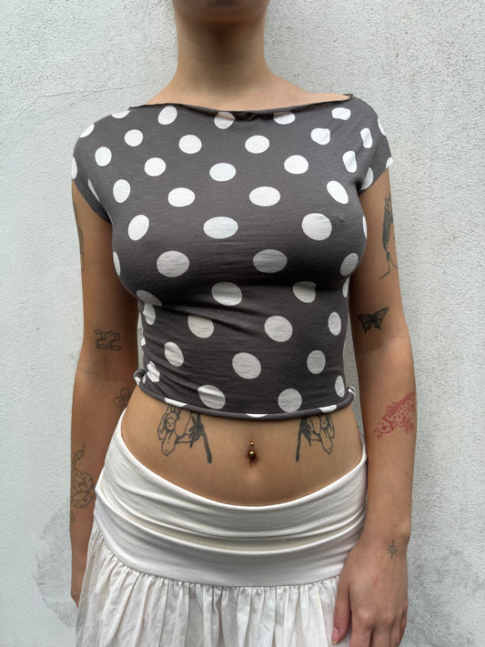 brown polka top