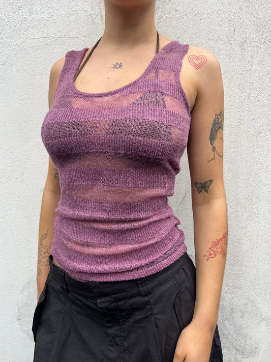 aubergine knit tank top
