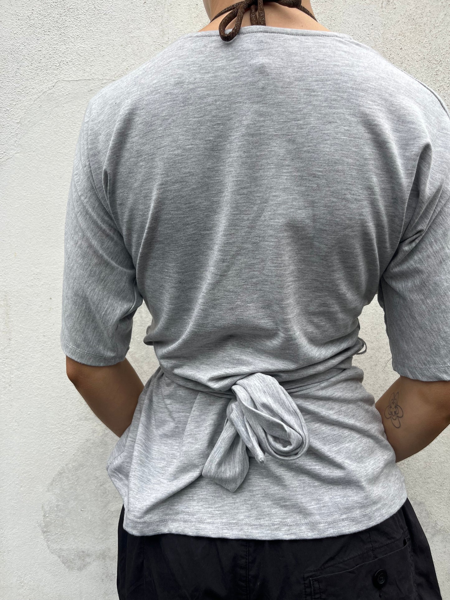 grey wrap t shirt