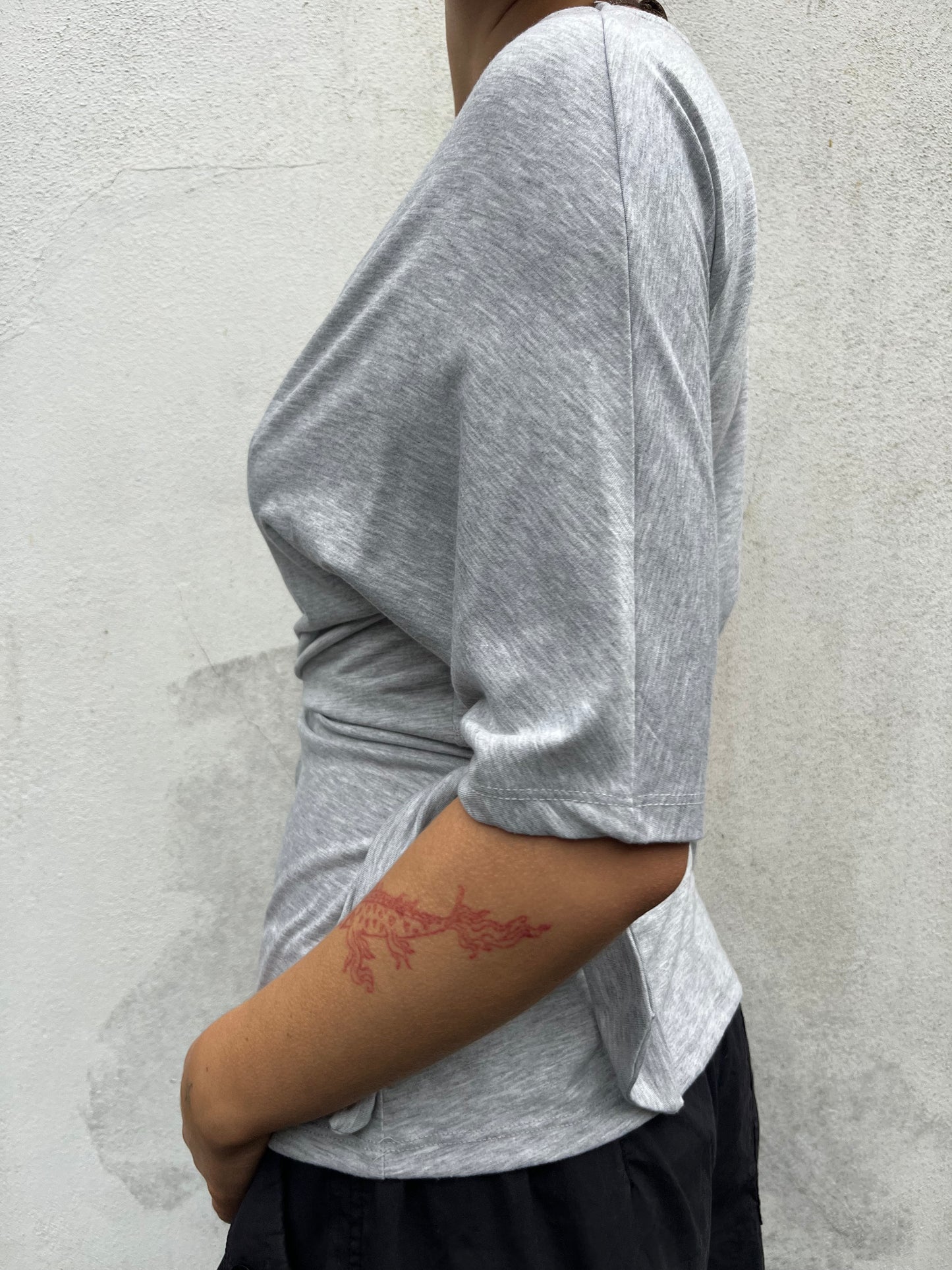 grey wrap t shirt