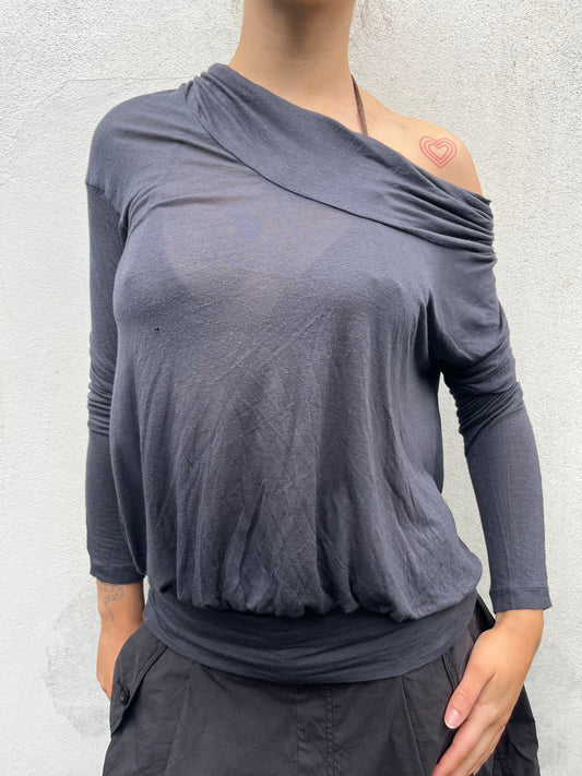 dark grey sheer top