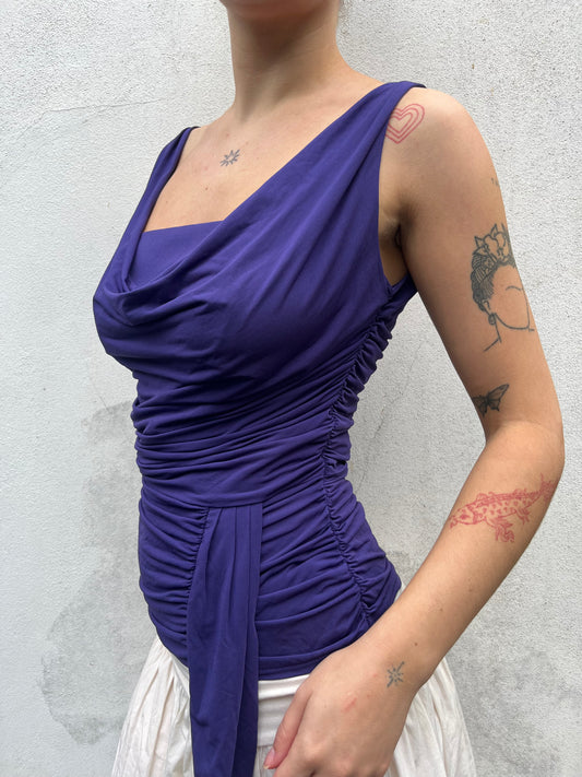 purple cowl neck top