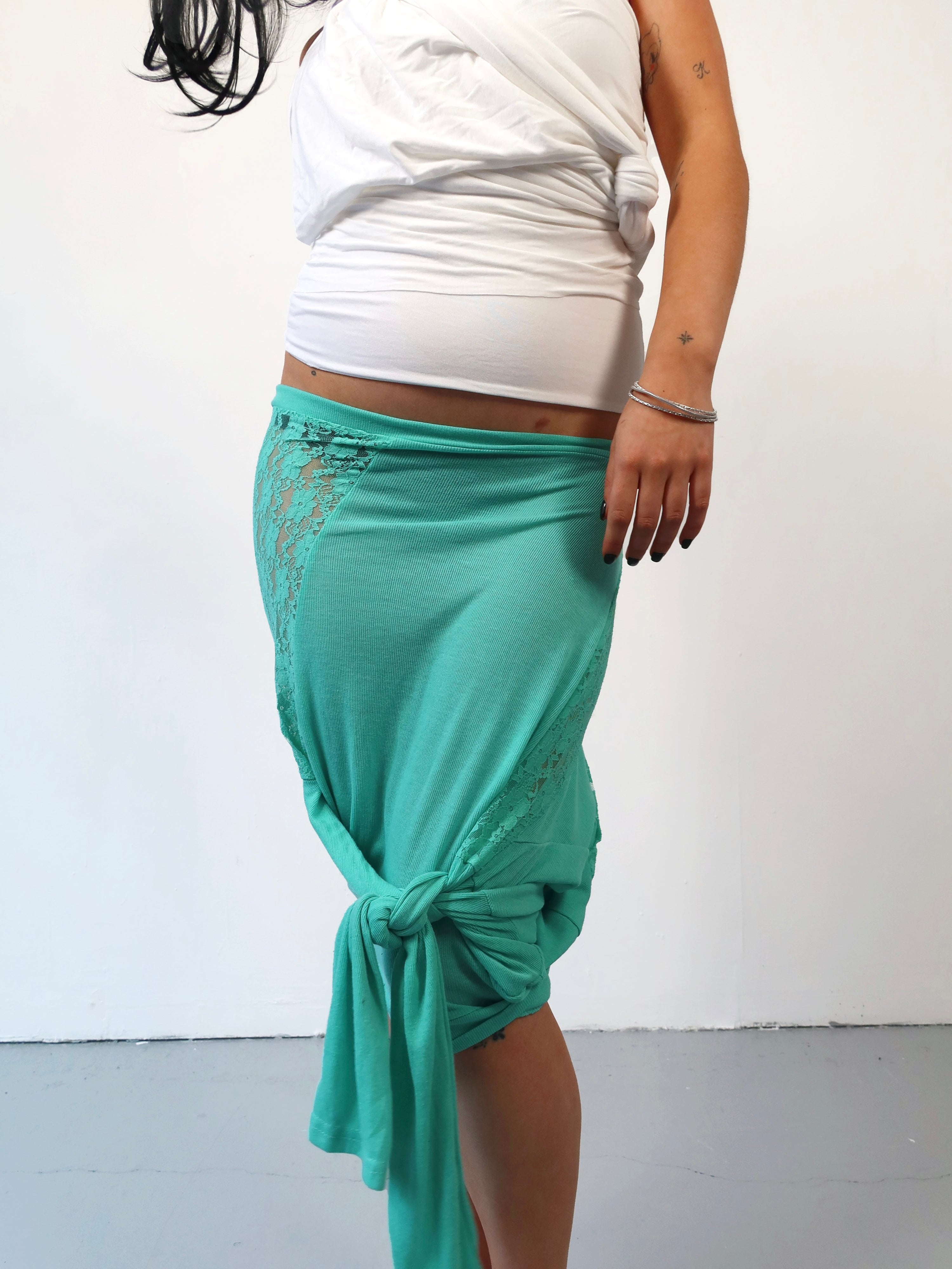 mint lace skirt