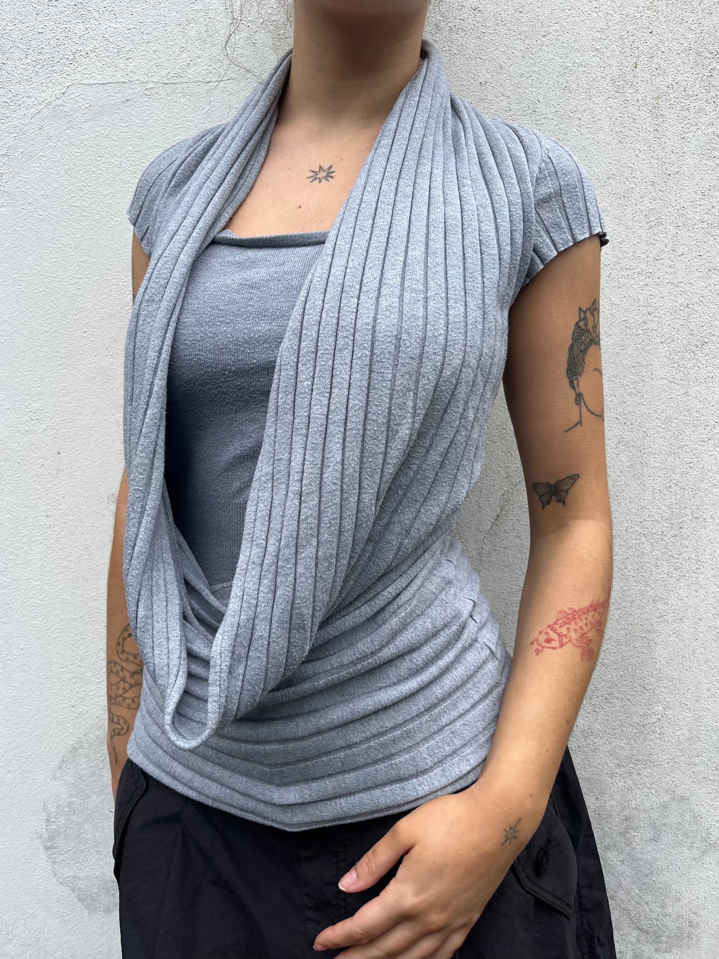 grey cowl top