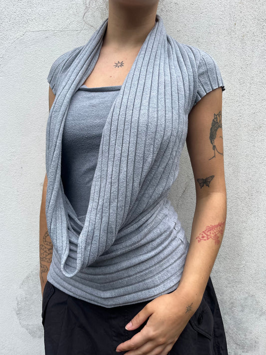 grey cowl top