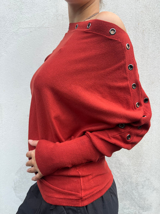 orange / red batwing knit