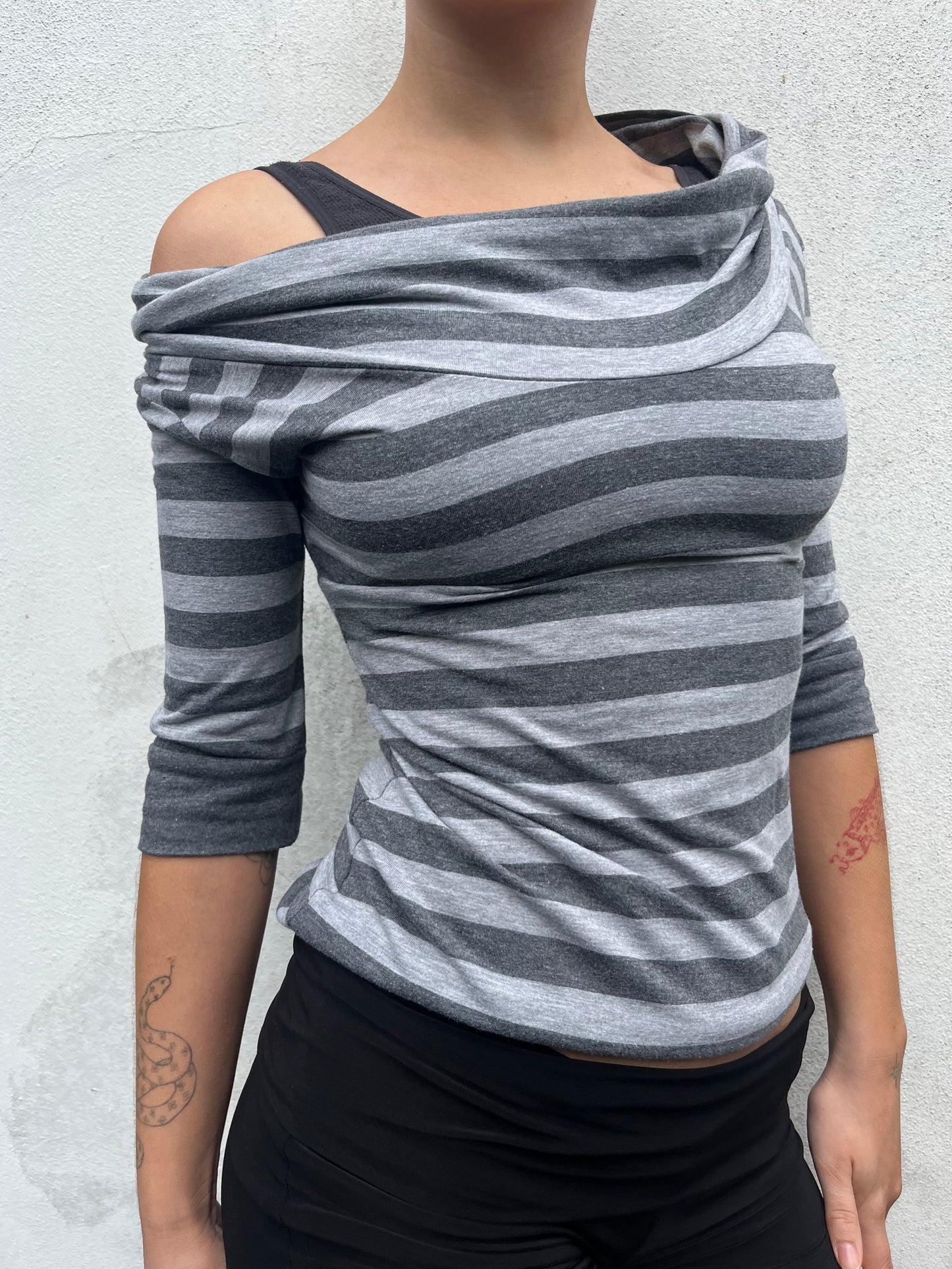 grey stripy top