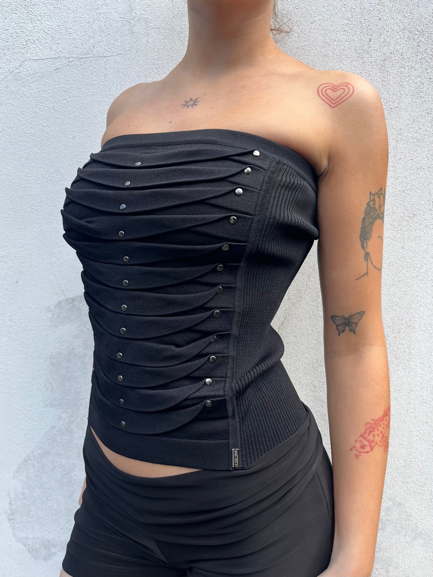 black stud tube top