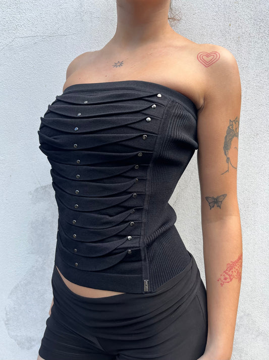 black stud tube top